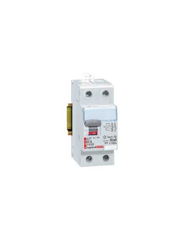 Interrupteur différentiel DX³-ID arrivée haute et départ bas à vis 2 Pôles 230V~ 63A type F 30mA 2 modules LEGRAND 411592
