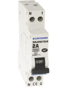 Disjoncteur 1P+N 2A NF cx vis haut/bas 3kA EUR'OHM 20002