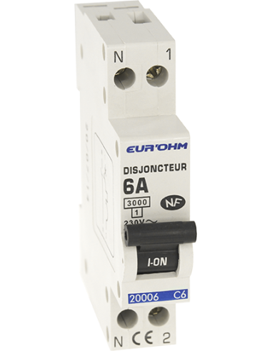 Disjoncteur 1P+N 6A NF cx vis haut/bas 3kA EUR'OHM 20006