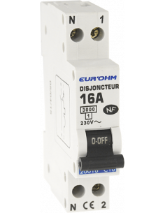 Disjoncteur 1P+N 16A NF cx vis haut/bas 3kA EUR'OHM 20016