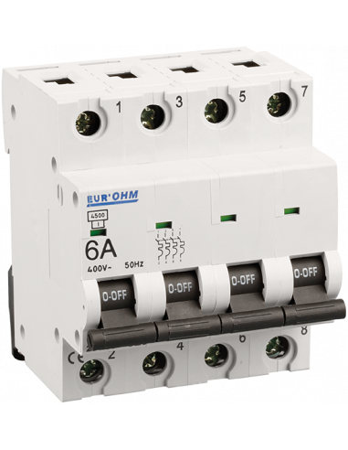 Disjoncteur 4P 6A courbe C 6kA EUR'OHM 20163