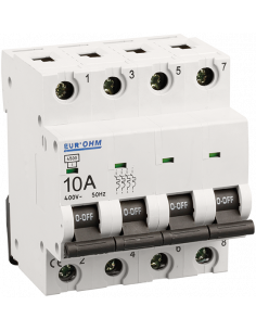 Disjoncteur 4P 10A courbe C 6kA EUR'OHM 20164