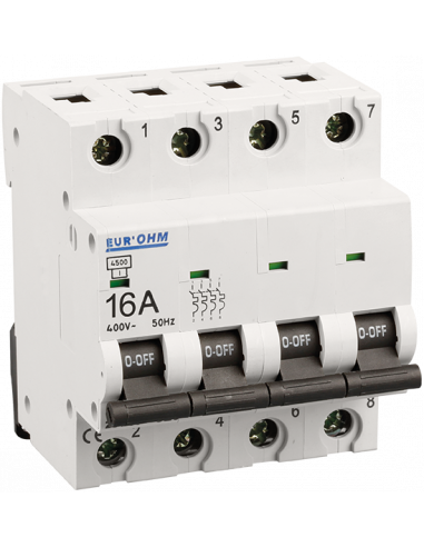 Disjoncteur 4P 16A courbe C 6kA EUR'OHM 20165