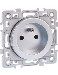 SQUARE Prise de courant 2 postes + T SILVER EUR'OHM 60460