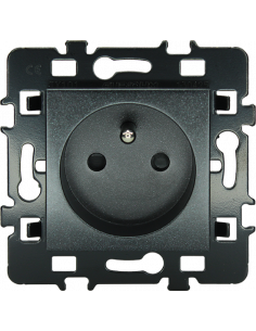 Prise 2 postes + T anthracite EUR'OHM 61960