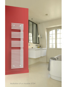 Radiateur sèche-serviettes Cala Asymétrique eau chaude droite 572 W H 1441 L 396 mm racc. S039 Blanc ACOVA LNR-145-040