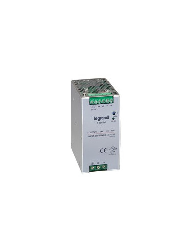 Alimentation stabilisée à découpage monophasée et biphasée entrée 200V à 500V et sortie 24V 240W LEGRAND 146664