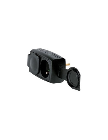 Fiche biplite étanche IP44 avec 2 prises 2P+T 16A 230V frontales antichoc avec 2 bouchons caoutchouc noir LEGRAND 050470