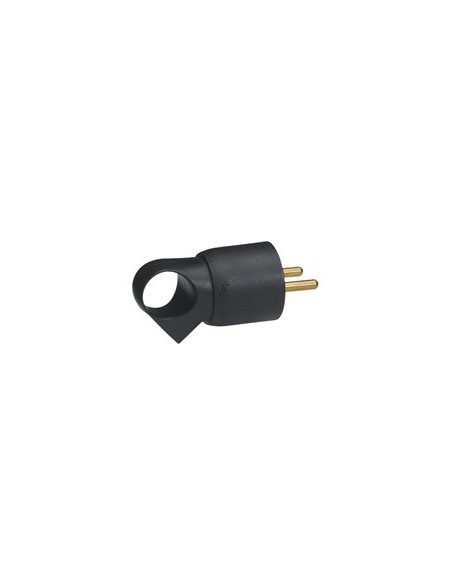 Fiche plastique 2P+T 16A à anneau noir sortie droite LEGRAND 050428