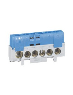 Bornier de neutre 5 bornes câble 6 à 25 mm² et 1 câble 10 à 35 mm² bleu LEGRAND 092784 2