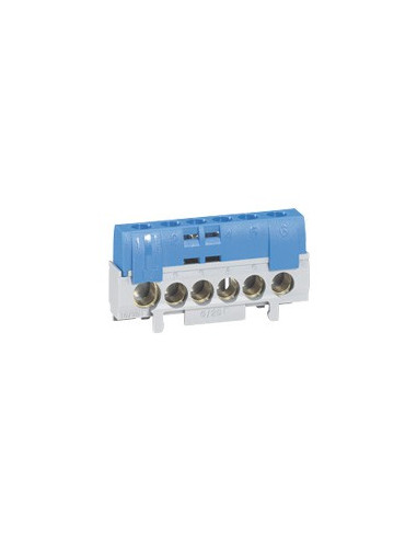 Bornier de neutre 5 bornes câble 6 à 25 mm² et 1 câble 10 à 35 mm² bleu LEGRAND 092784