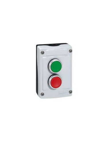 Boîte à bouton équipée Osmoz avec 2 boutons à impulsion vert et rouge avec couvercle gris LEGRAND 024230