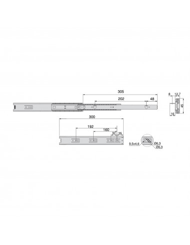 Coulisses hauteur 45 mm fixation sous tiroir EMUCA 4300405