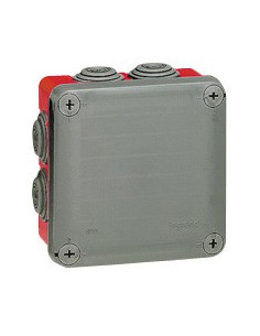 Boîte de dérivation carrée Rouge Grise Plexo 105x105x55mm finition RAL7037 et RAL3000  LEGRAND 092025 2