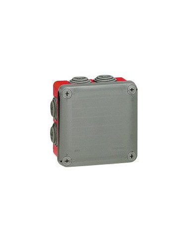 Boîte de dérivation carrée Rouge Grise Plexo 105x105x55mm finition RAL7037 et RAL3000  LEGRAND 092025