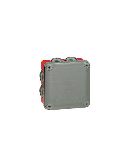 Boîte de dérivation carrée Rouge Grise Plexo 105x105x55mm finition RAL7037 et RAL3000  LEGRAND 092025