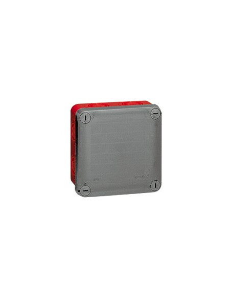 Boîte de dérivation carrée pour presse-étoupe Plexo dimensions 105x105x55mm RAL7037 et RAL3000 LEGRAND 092021