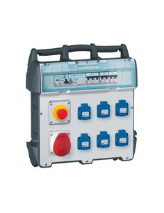 Coffret de chantier P17 IP44 IK09 230V~ avec 6 prises brochage domestique, 1 prise 16A 3P+N+T et protections LEGRAND 058951 2