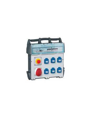Coffret de chantier P17 IP44 IK09 230V~ avec 6 prises brochage domestique, 1 prise 16A 3P+N+T et protections LEGRAND 058951