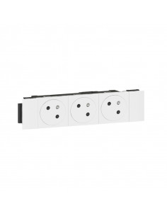Prise de courant Triple 2P+T Surface Soluclip pour goulotte Mosaic à clippage direct 6 modules blanc LEGRAND 077103L