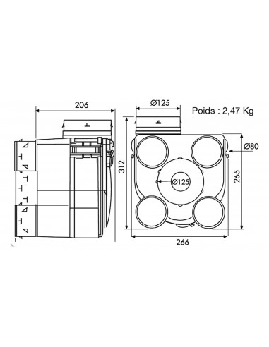 KIT VMC HYGROREGLABLE DECO DETECTION HUMIDITE UNELVENT DECO DHU K 603116