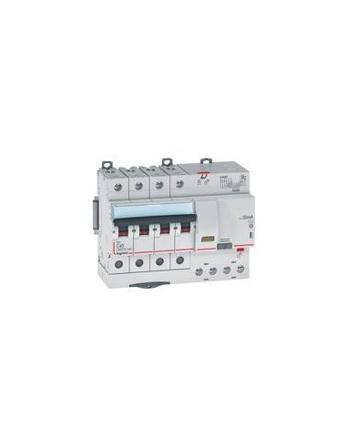 Disjoncteur différentiel monobloc DX³6000 10kA départ haut automatique 4 Pôles 400V 40A type AC 30mA LEGRAND 411201