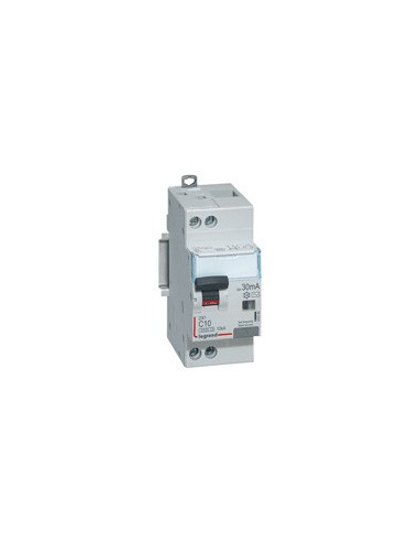 DX3 DISJONCTEUR DIFFERENTIEL 1P+NG C 10A 6000A/ 10KA AC 30MA 2 MODULES LEGRAND 410784
