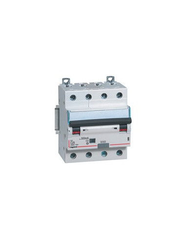 DX3 DISJONCTEUR DIFFERENTIEL 4 POLES C 25A 6000A A 3 00MA 4 MODULES LEGRAND 411241