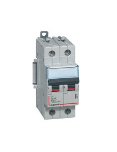 Disjoncteur DX³6000 10kA arrivée haute et départ bas à vis 2 Pôles 230V~ à 400V~ 25A courbe D 2 modules LEGRAND 408017 2