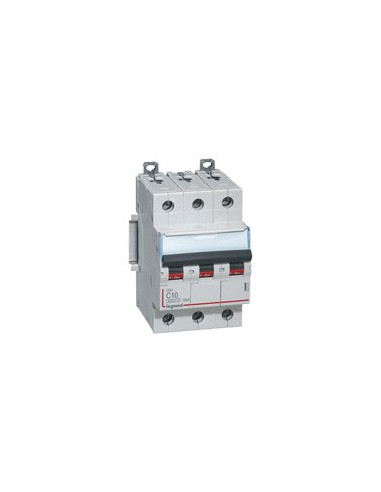 Disjoncteur DX³6000 10kA arrivée haute et départ bas à vis 3 Pôles 400V~ 10A courbe C LEGRAND 407827