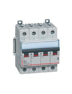 Disjoncteur DX³6000 10kA arrivée haute et départ bas à vis 4 Pôles 400V~ 63A courbe B 4 modules LEGRAND 407601 2