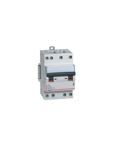 Disjoncteur DX³6000 10kA arrivée haute et départ bas à vis 4 Pôles 400V 16A courbe C pour peigne HX³ optimisé LEGRAND 407907