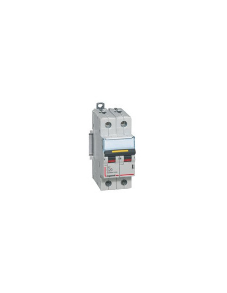Disjoncteur DX³ 16kA courant continu arrivée vis et sortie basse vis 20A courbe C 2 modules LEGRAND 409569
