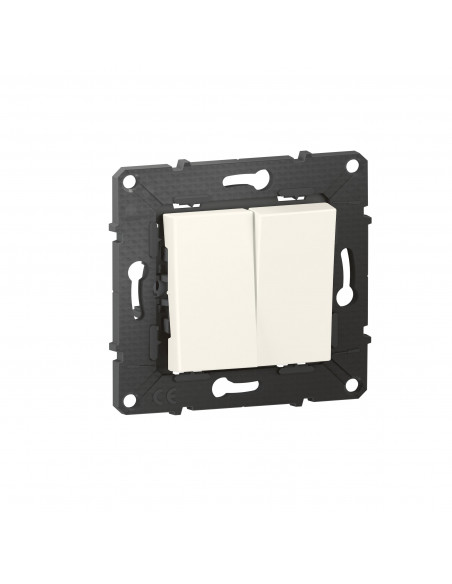 Poussoir 6A + Interrupteur ou va-et-vient Altège 10A finition Neige BTICINO BTAL05DD