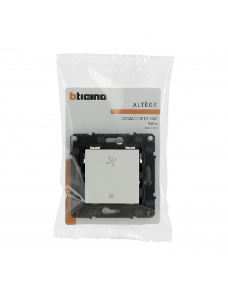 Commande pour VMC Altège avec connexion à bornes automatiques finition Neige BTICINO BTAL14DD