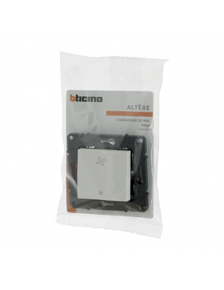 Commande pour VMC Altège avec connexion à bornes automatiques finition Neige BTICINO BTAL14DD