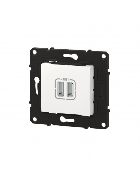 Double chargeur USB Altège Type-A 2,4A finition Neige BTICINO BTAL30DD