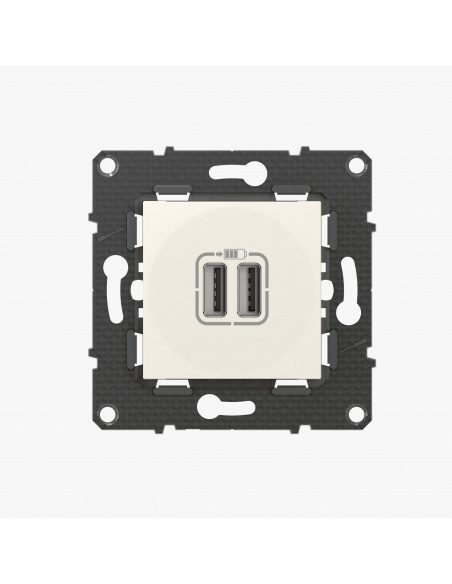 Double chargeur USB Altège Type-A 2,4A finition Neige BTICINO BTAL30DD