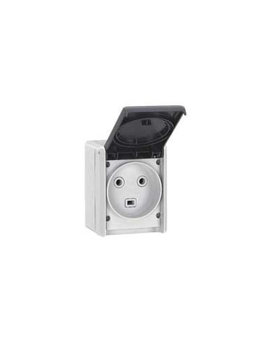Prise étanche 2P+T 32A Plexo complet IP44 saillie gris LEGRAND 055872