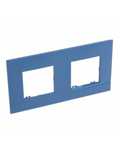 Plaque Altège Déco 2 postes Lagon bleu avec liseré bleu métallisé BTICINO BTAL9LA2