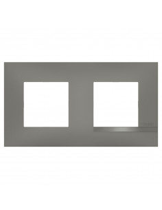 Plaque Altège Classico 2 postes Nuage effet aluminium avec liseré effet alu BTICINO BTAL9NA2