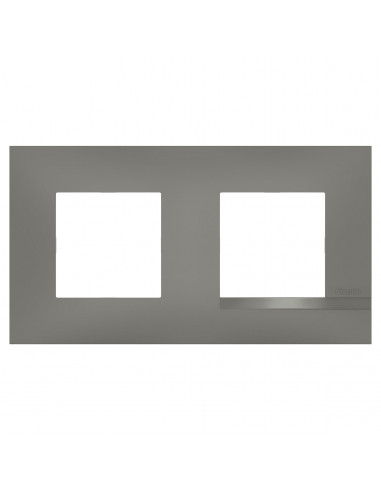 Plaque Altège Classico 2 postes Nuage effet aluminium avec liseré effet alu BTICINO BTAL9NA2