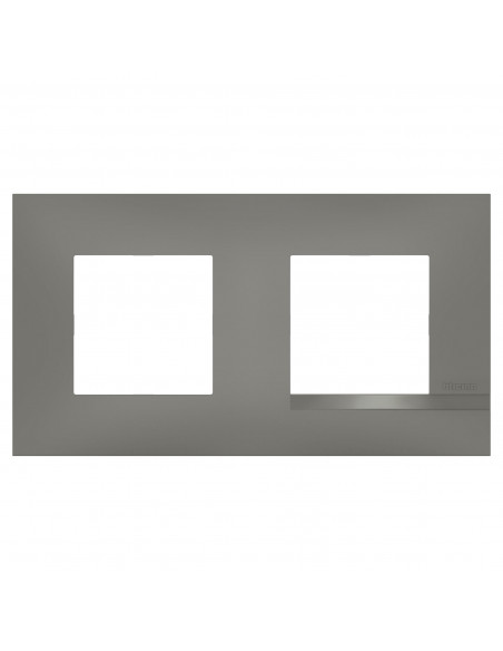 Plaque Altège Classico 2 postes Nuage effet aluminium avec liseré effet alu BTICINO BTAL9NA2