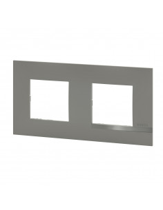 Plaque Altège Classico 2 postes Nuage effet aluminium avec liseré effet alu BTICINO BTAL9NA2 2