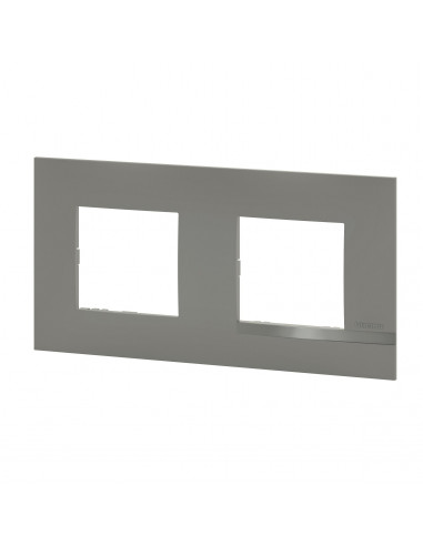 Plaque Altège Classico 2 postes Nuage effet aluminium avec liseré effet alu BTICINO BTAL9NA2