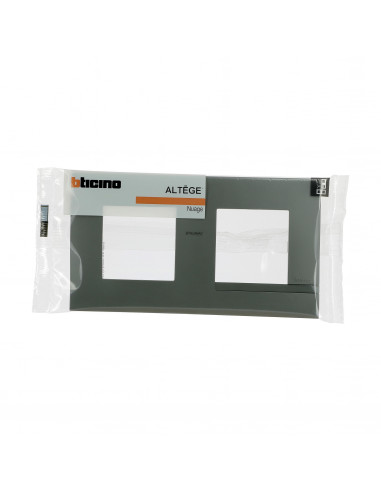 Plaque Altège Classico 2 postes Nuage effet aluminium avec liseré effet alu BTICINO BTAL9NA2