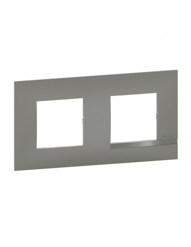 Plaque Altège Classico 2 postes Nuage effet aluminium avec liseré effet alu BTICINO BTAL9NA2
