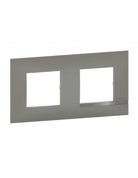 Plaque Altège Classico 2 postes Nuage effet aluminium avec liseré effet alu BTICINO BTAL9NA2