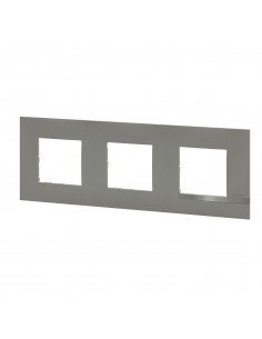 Plaque Altège Classico 3 postes Nuage effet aluminium avec liseré effet alu BTICINO BTAL9NA3 2