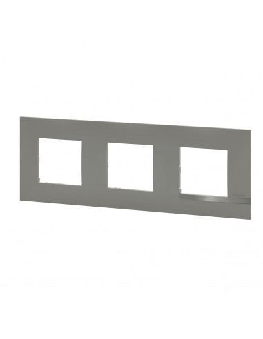 Plaque Altège Classico 3 postes Nuage effet aluminium avec liseré effet alu BTICINO BTAL9NA3